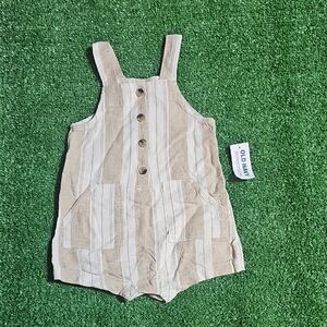 Old Navy Beige and White Striped Baby Romper 6-12M